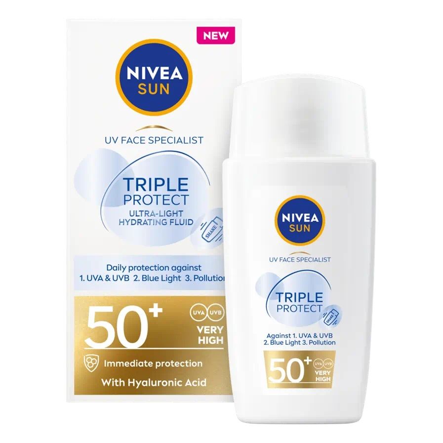Nivea Sun Triple Protect SPF50+ Слънцезащитен флуид за лице x40 мл