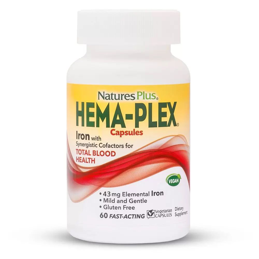Hema Plex Витамини при анемия и нисък хемоглобин х60 капсули Natures Plus