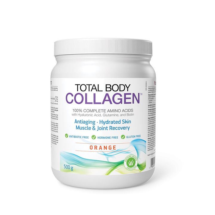 Total Body Collagen Хидролизиран говежди колаген с хиалуронова киселина, глутамин и биотин с вкус на портокал x500 грама, Natural Factors