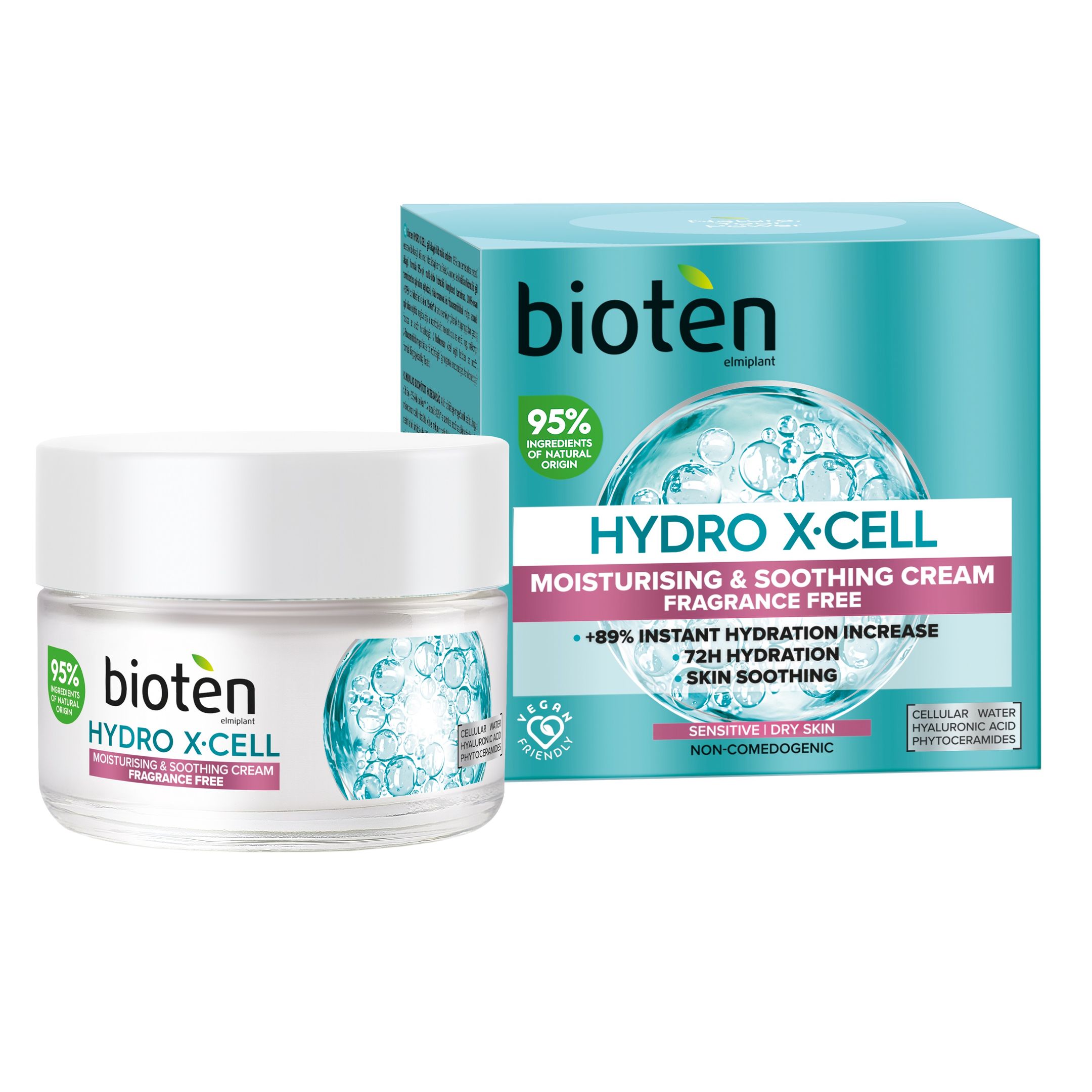 Bioten Hydro XCell Хидратиращ и успокояващ крем за чувствителна и суха