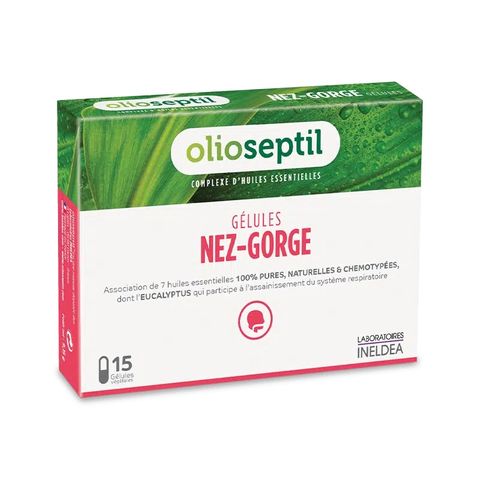 Капсули с етерични масла за нос и гърло x15 броя, Olioseptil
