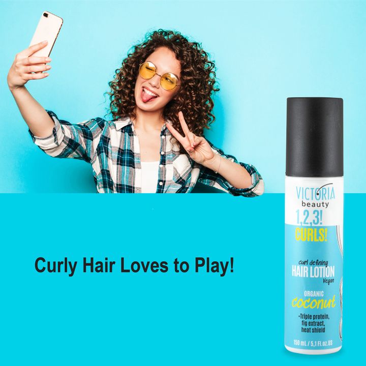 Victoria Beauty 1.2.3! CURLS!Термозащитен лосион за къдрава коса с кокос за дефиниране на къдрици x150 мл