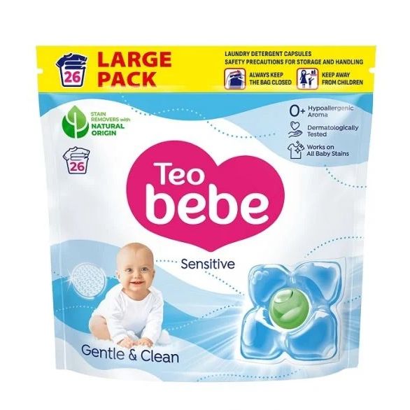 Teo Bebe Sensitive Gentle & Clean Гел капсули за пране на бебешки и ...