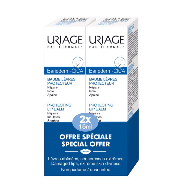 Uriage Bariederm-Cica Изолиращ възстановяващ балсам за сухи и напукани устни 2x15 мл