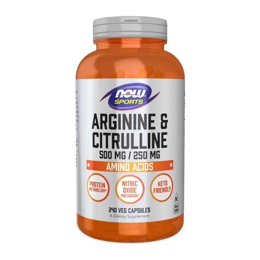 Аргинин 500 мг + Цитрулин 250 мг x240 капсули, Now Foods