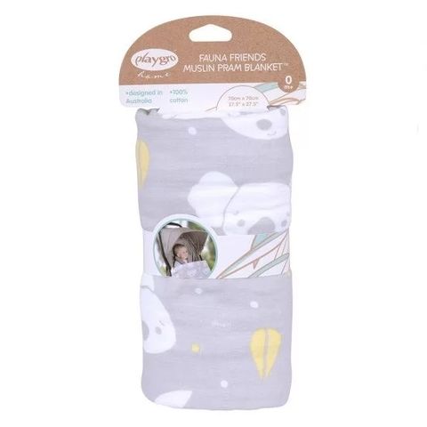 PlayGro Fauna Friends Бебешко муселиново одеяло 100% естествен памук, размер 70х70 см