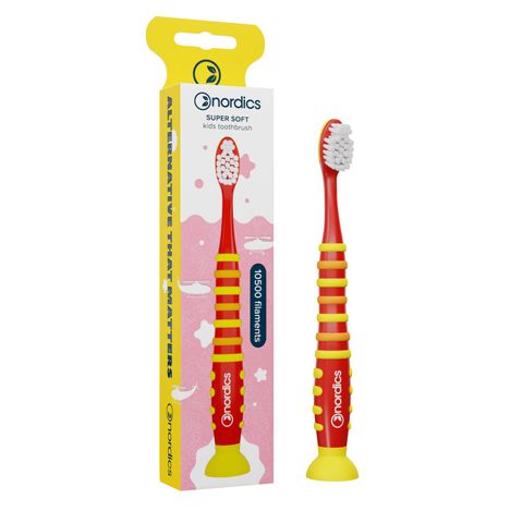 Nordics Kids 10500 Super Soft Детска четка за зъби, Ракета червена
