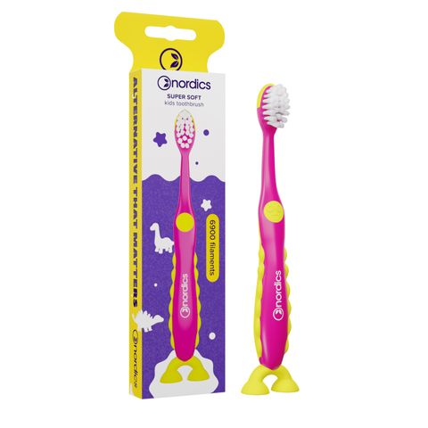 Nordics Kids 6900 Super Soft Детска четка за зъби, Дино лилава