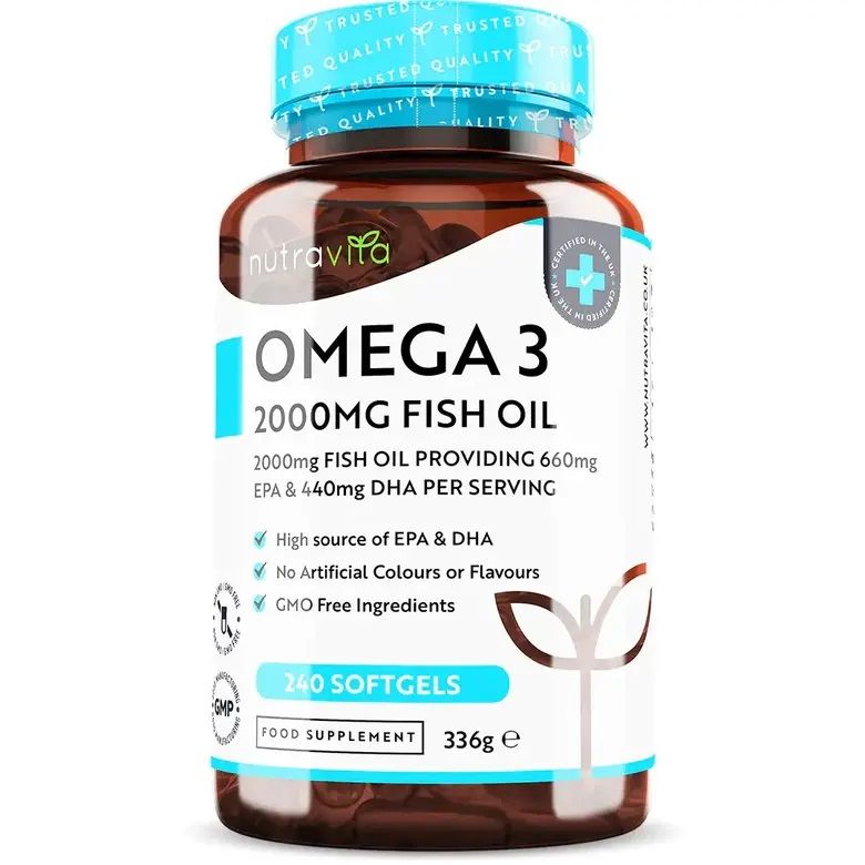 Омега 3 Рибено масло 2000 mg х240 капсули Nutravita