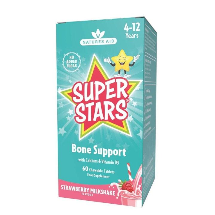 Super Stars Калций + Витамин D3 за деца x60 дъвчащи таблетки, Natures Aid