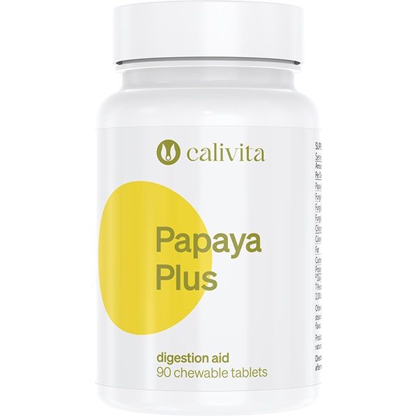 Papaya Plus Храносмилателни ензими от папая х90 дъвчащи таблетки Calivita