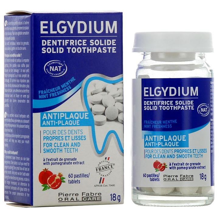 Твърда паста за зъби срещу плака х60 таблетки Elgydium