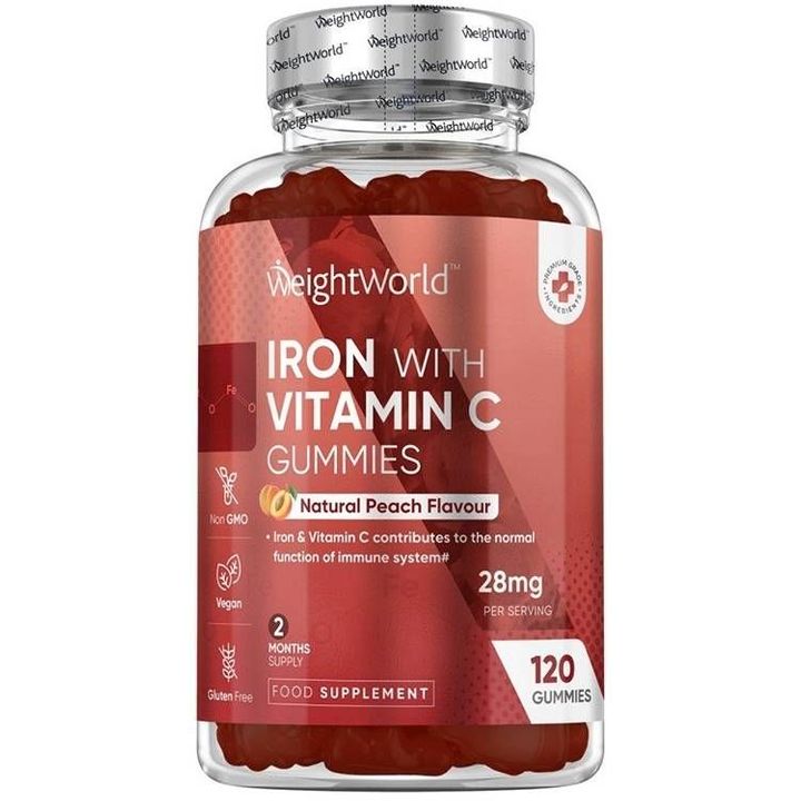 Желязо и витамин C, с вкус на праскова х120 желирани таблетки Weight World