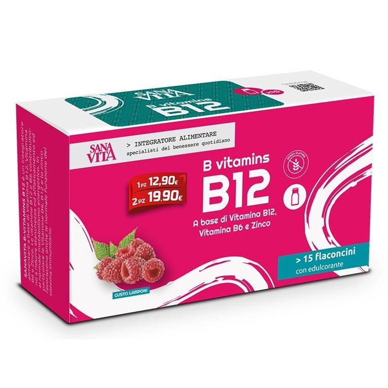 Витамин B12, B6 + Цинк за нервната система, с вкус на малина 10 ml х15 ...