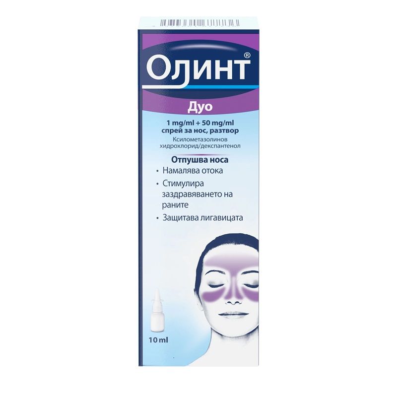 Олинт Дуо 1 mg/ml + 50 mg/ml Спрей за нос х10 мл