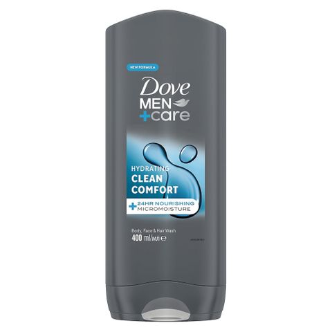 Dove Men+ Care Hydrating Clean Comfort Душ гел за мъже за тяло, лице и коса x400 мл