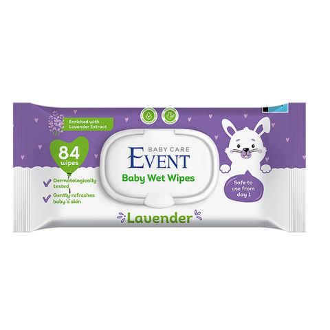 Event Baby Care Влажни кърпи с екстракт от лавандула x84 броя