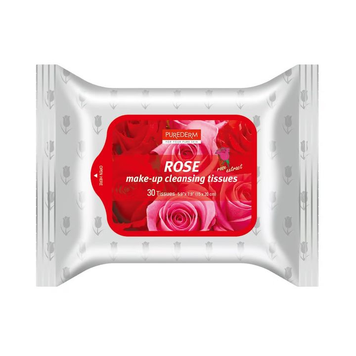 Purederm Rose Почистващи кърпички за грим с роза x30 броя