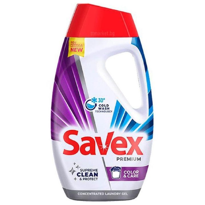 Savex Premium Color & Care Течен перилен препарат за цветни дрехи x0.945 л, 21 пранета