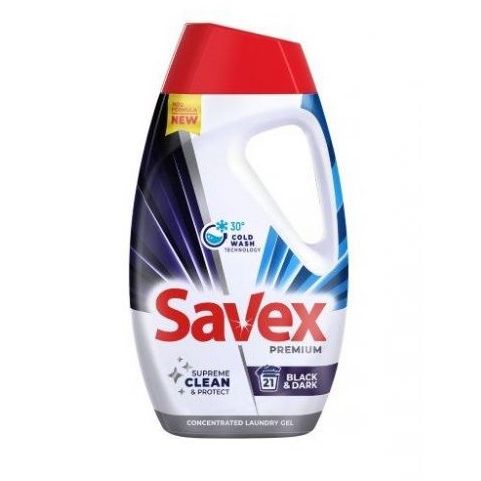 Savex Premium Black & Dark Течен перилен препарат за черни и тъмни тъкани x945 мл, 21 пранета