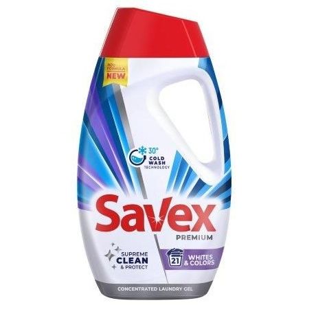 Savex Premium Whites & Colors Течен перилен препарат за бели и цветни дрехи x0.945 л, 21 пранета