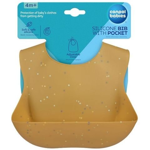 Canpol babies Dots Силиконов лигавник с джоб, жълт - 51/029