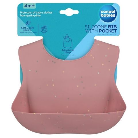 Canpol babies Dots Силиконов лигавник с джоб, розов - 51/029