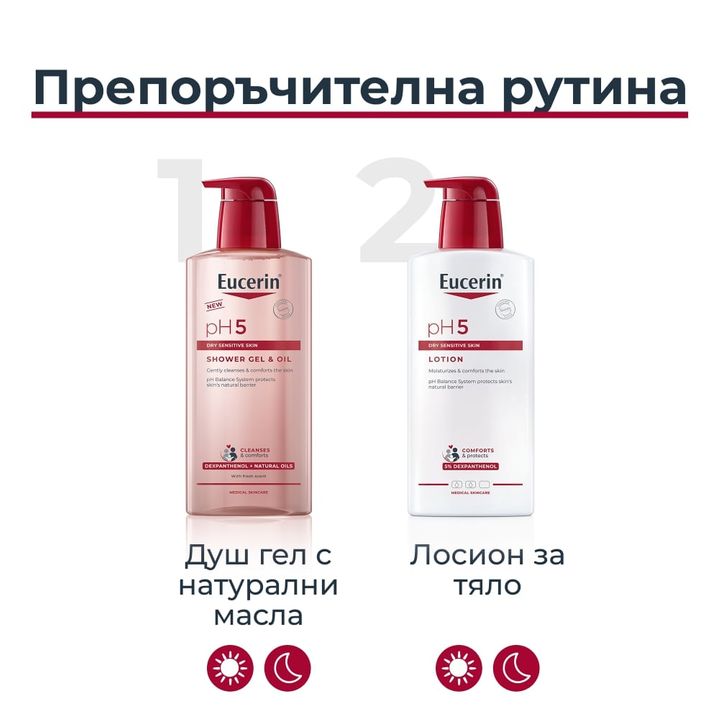 Eucerin pH5 Натурален душ гел за тяло с натурални масла х400 мл