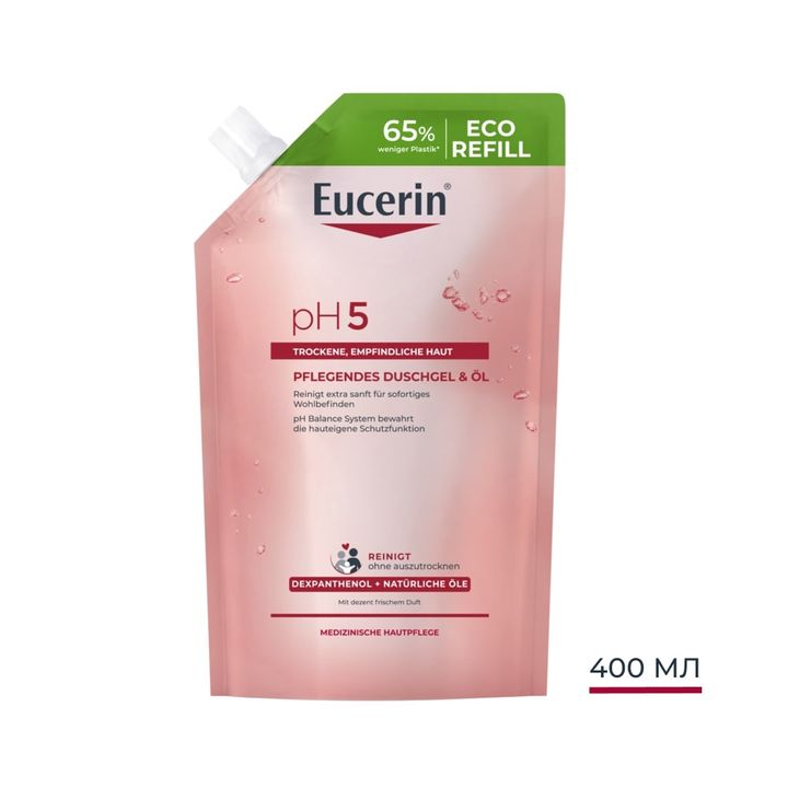 Eucerin pH5 Душ гел за тяло с натурални масла х400 мл, рефил