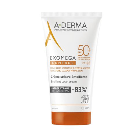 A-Derma Exomega Control Слънцезащитен емолиентен крем за лице и тяло SPF50+ х150 мл