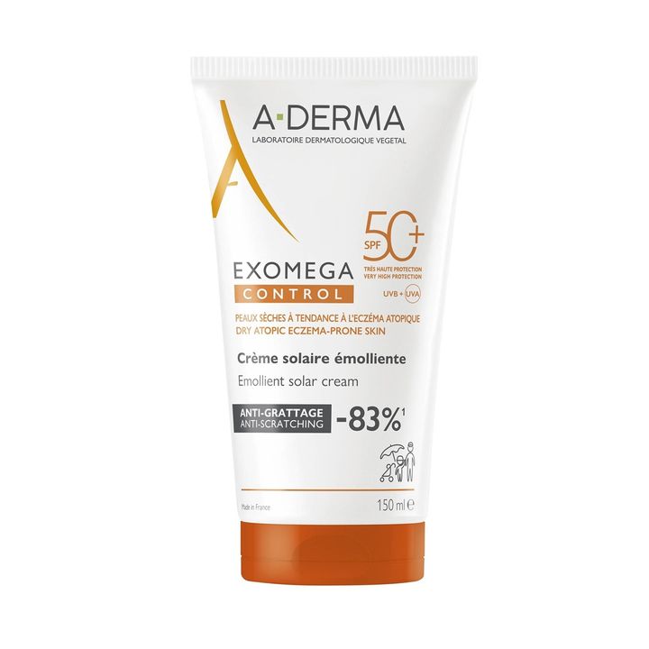 A-Derma Exomega Control Слънцезащитен емолиентен крем за лице и тяло SPF50+ х150 мл