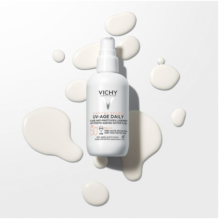 Vichy Capital Soleil UV-Age Daily Слънцезащитен флуид за лице SPF50+ против фотостареене на кожата x80 мл