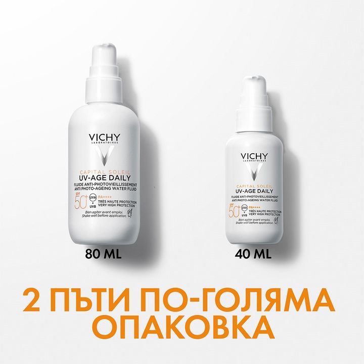 Vichy Capital Soleil UV-Age Daily Слънцезащитен флуид за лице SPF50+ против фотостареене на кожата x80 мл
