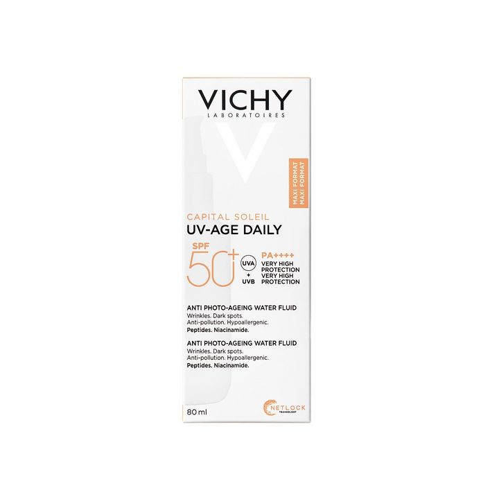 Vichy Capital Soleil UV-Age Daily Слънцезащитен флуид за лице SPF50+ против фотостареене на кожата x80 мл