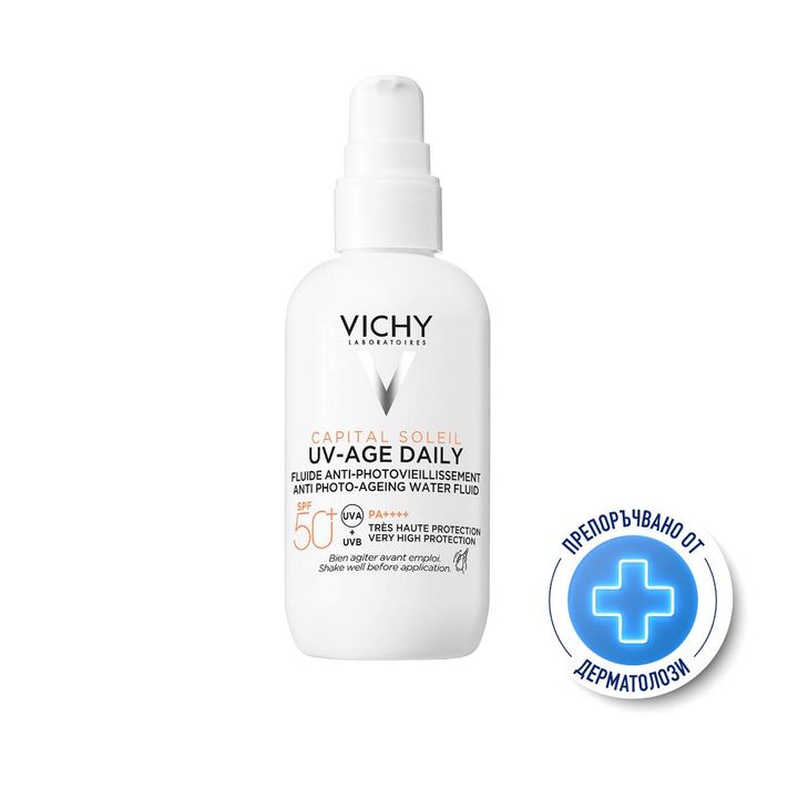 Vichy Capital Soleil UV-Age Daily Слънцезащитен флуид за лице SPF50+ против фотостареене на кожата x80 мл