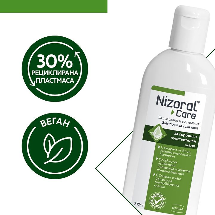 Nizoral Care Шампоан за сух пърхот и скалп х200 мл Stada