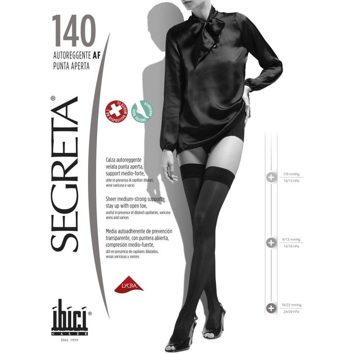 Segreta 140 Дамски чорапи със средна компресия, без пръсти, цвят Бежов, размер 4