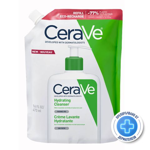 CeraVe Измиващ крем за лице и тяло за суха кожа х473 мл, рефил