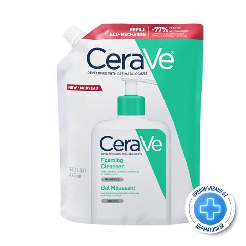 CeraVe Измиващ гел-пяна за лице и тяло за мазна кожа х473 мл, рефил