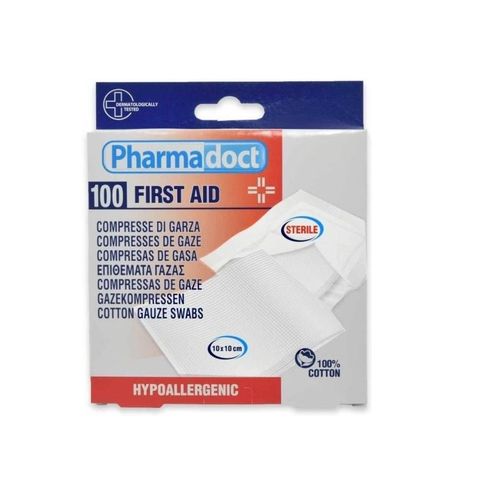 Pharmadoct First Aid Стерилна памучна марля с размер 10х10 см x100 броя