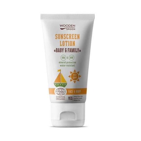 Wooden Spoon Baby&Family Слънцезащитен лосион за лице и тяло за цялото семейство SPF30 х100 мл