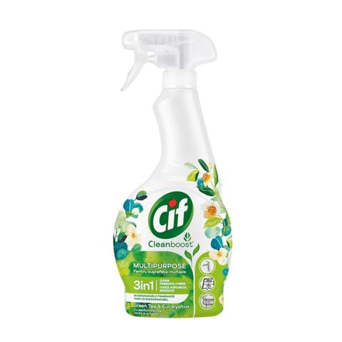Cif Cleanboost Mногофункционален спрей за повърхности 3в1 с аромат зелен чай х500 мл