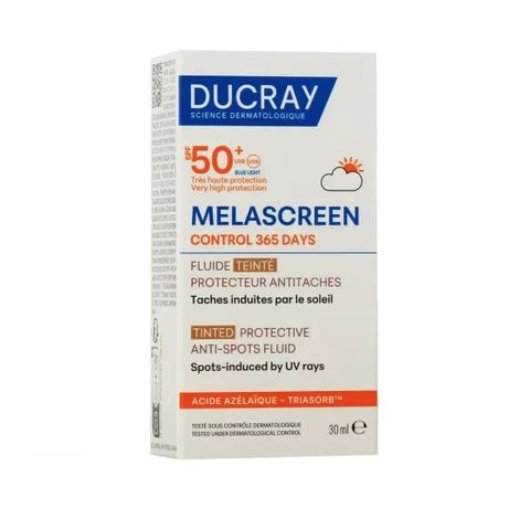 Ducray Melascreen Control 365 Days Тониран защитен флуид за лице против петна SPF50+ х30 мл