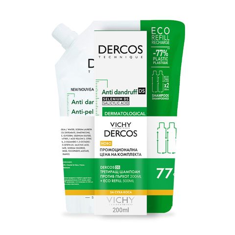 Vichy Dercos Комплект против пърхот за суха коса Шампоан и рефил