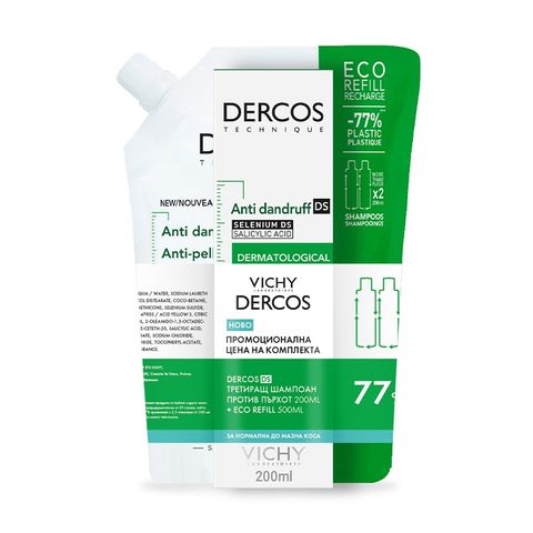 Vichy Dercos Комплект против пърхот за нормална до мазна коса Шампоан и рефил