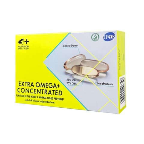 Extra Omega+ Concentrated Усилена формула Рибено масло и Омега 3 х60 капсули 4+ Nutrition