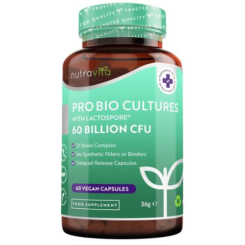Pro Bio Cultures Синбиотик 30 милиарда, 21 щама х60 капсули Nutravita