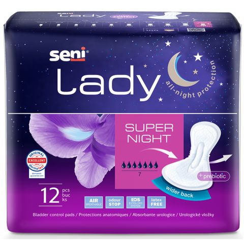 Seni Lady Super Night Урологични подложки за жени с лека и средна инконтиненция х12 броя